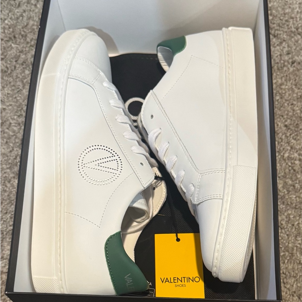 Valentino Women’s White Sneakers with Green Accents